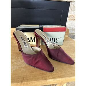 Sam &‎ Libby Riviera Burgundy Satin Shoes Women's Size 6 High Heel w/Box